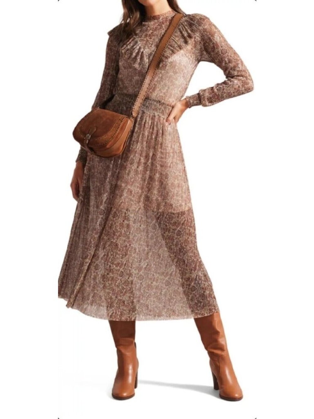Ted Baker Long Sleeve Midi Dress Size 2 US New With Tag - Picture 2 of 4